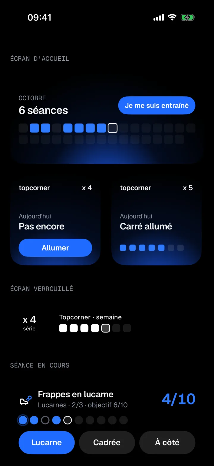 Les widgets Topcorner sur l'écran d'accueil et l'écran verrouillé